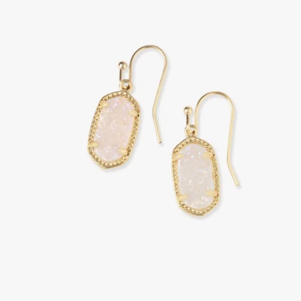 Kendra Scott Lee Gold Drop Earrings in Iridescent Drusy